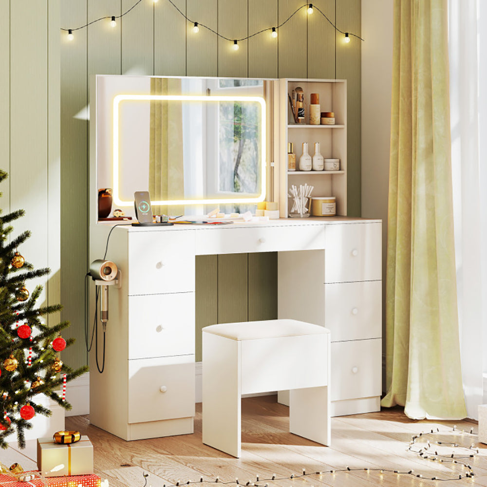 Vanity Desk With Mirror And Lights Makeup Dressing Table Vanity Table And Stool Set