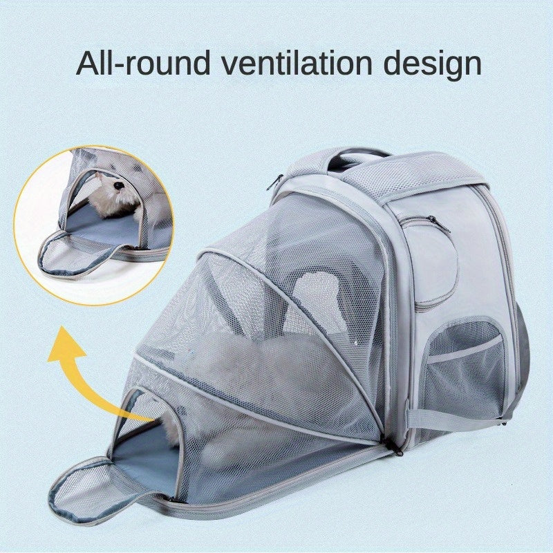 Adventure-Ready, Expandable Pet Carrier Backpack - Large Capacity, Nylon, Zip Closure For Cats & Dogs - Ideal For Outings