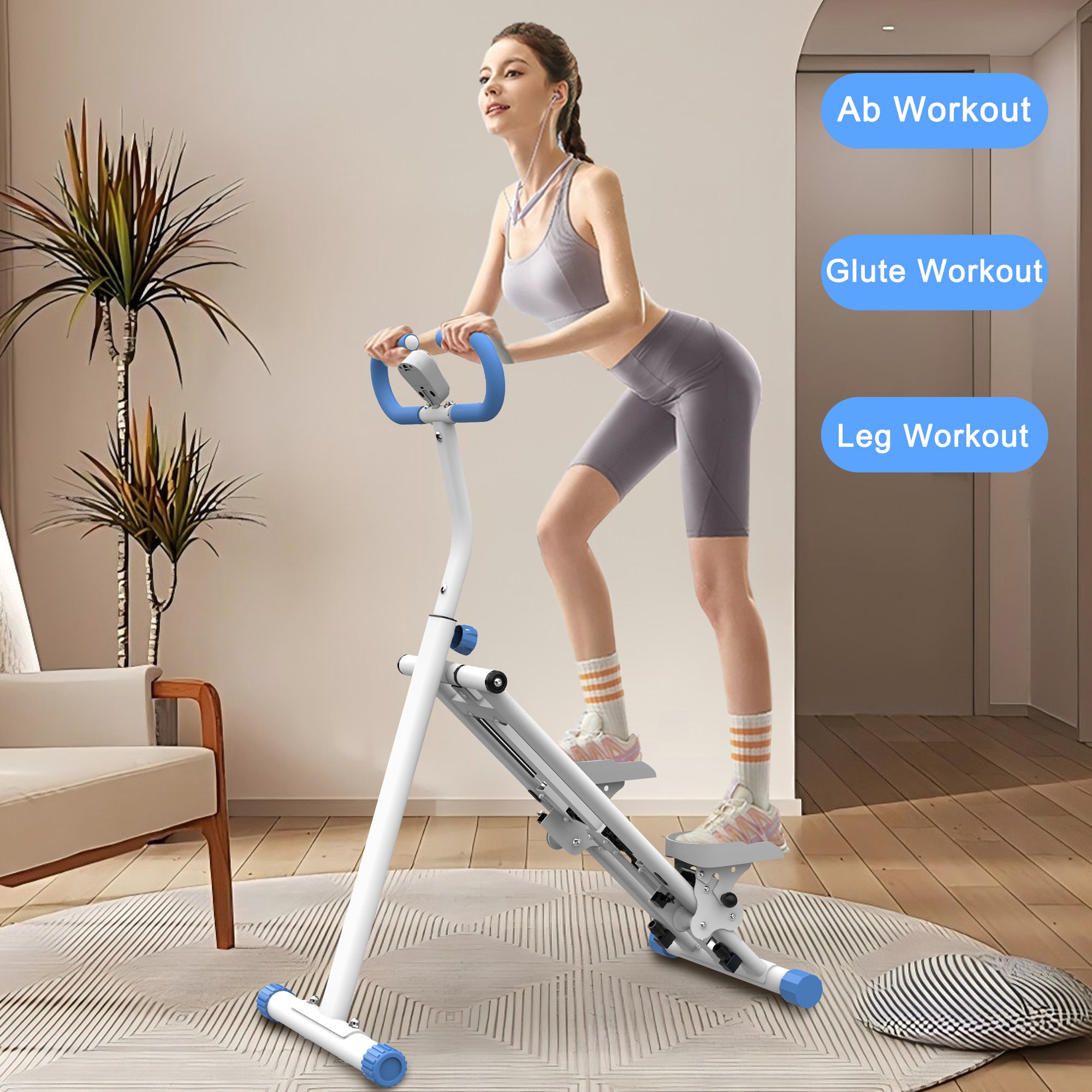 Stair Stepper With Resistance Home-Upgrade Vertical Climber Workout Machine For Full-Body Exercise Climber Fitness Equipment With Stable Frame Adjustable Handlebar-Blue