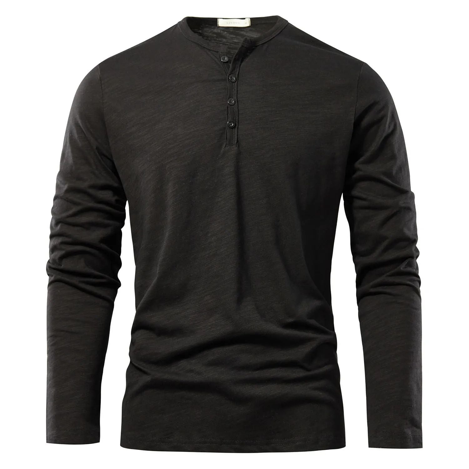 Men's Solid Color Casual Cotton Long-sleeved Top
