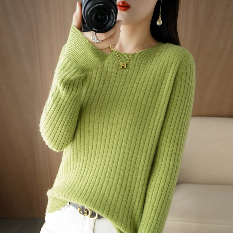 Autumn Women's Knitwear Round Neck Sweater For Women Low Collar Bottoming