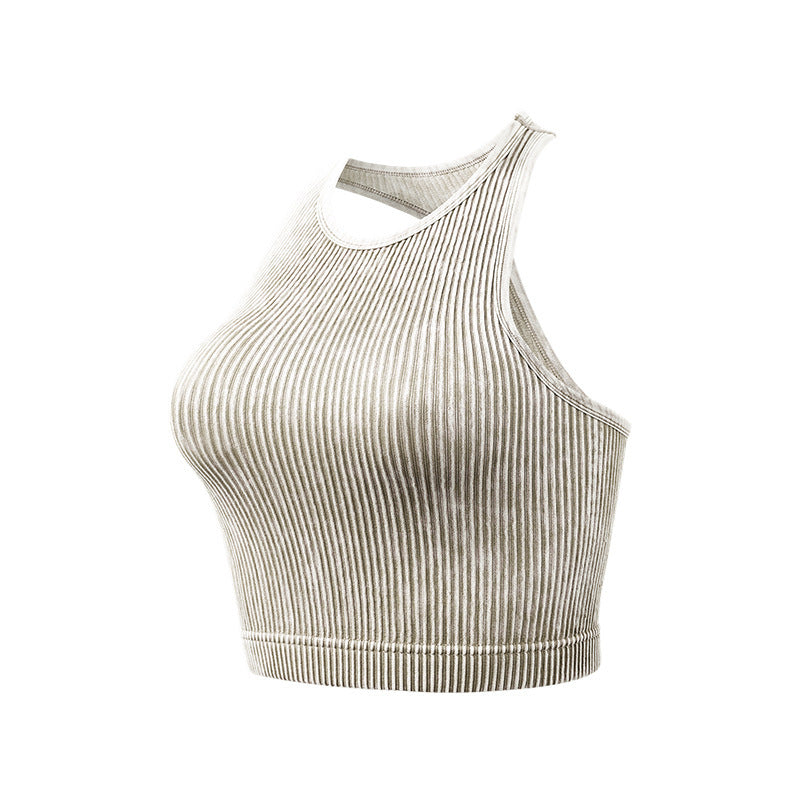 Seamless Ribbed Single Layer Without Cup Sports Bra Underwear