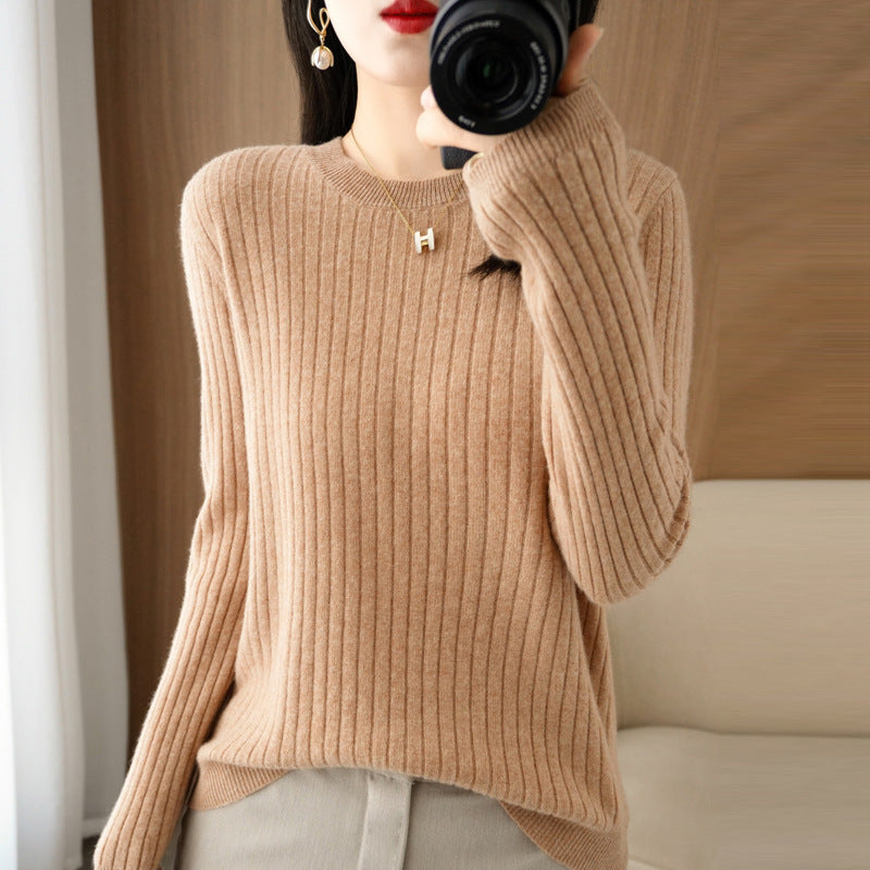 Autumn Women's Knitwear Round Neck Sweater For Women Low Collar Bottoming