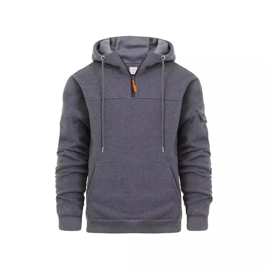 Men's Loose Sweater Half Zipper Hooded Sweatshirt