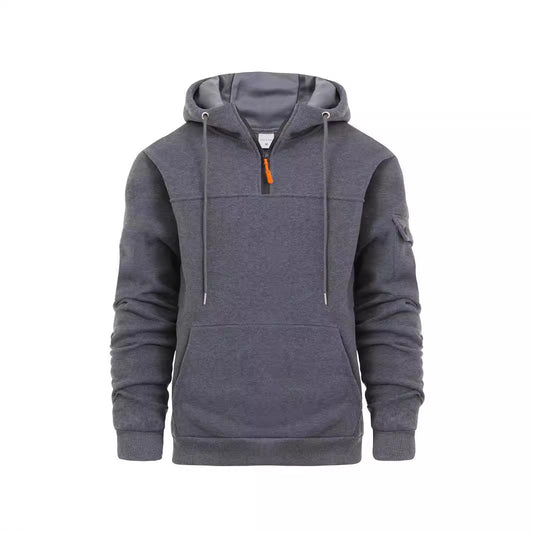 Men's Loose Sweater Half Zipper Hooded Sweatshirt