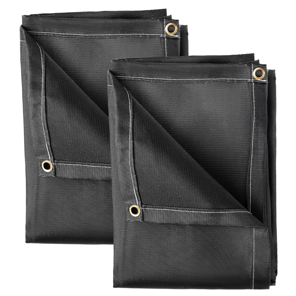 Fire Blankets, 2-pack Welding Blankets, 6ft X 10ft Fire Extinguishing Blankets, Black Emergency Fire Blankets, Fiberglass Flame-retardant Blankets, With 8 Brass Eyelets.