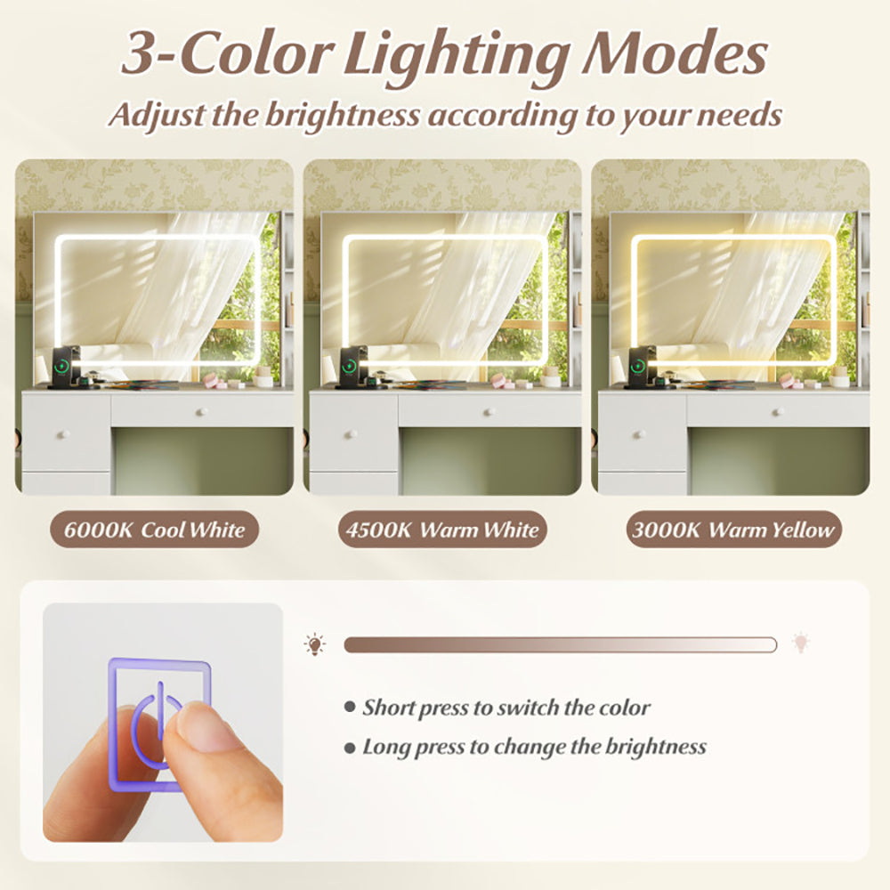 Vanity Desk With Mirror And Lights Makeup Dressing Table Vanity Table And Stool Set