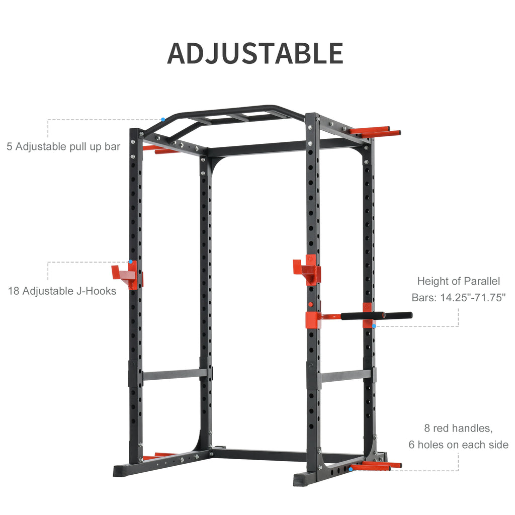 Adjustable Power Tower Dip Station Pull Up Bar Squat Rack Power Cage At Home Workout Equipment