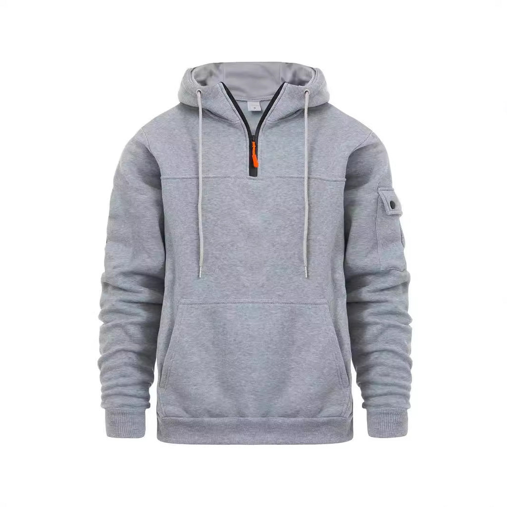 Men's Loose Sweater Half Zipper Hooded Sweatshirt