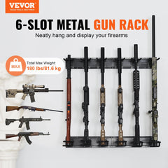 Gun Rack, Indoor Gun Rack Wall Mount, 6-Slot Vertical Rifle Shotgun Gun Rack, 180 Lb Heavy Duty Metal Wall Gun Rack Display Stand With Soft Padding