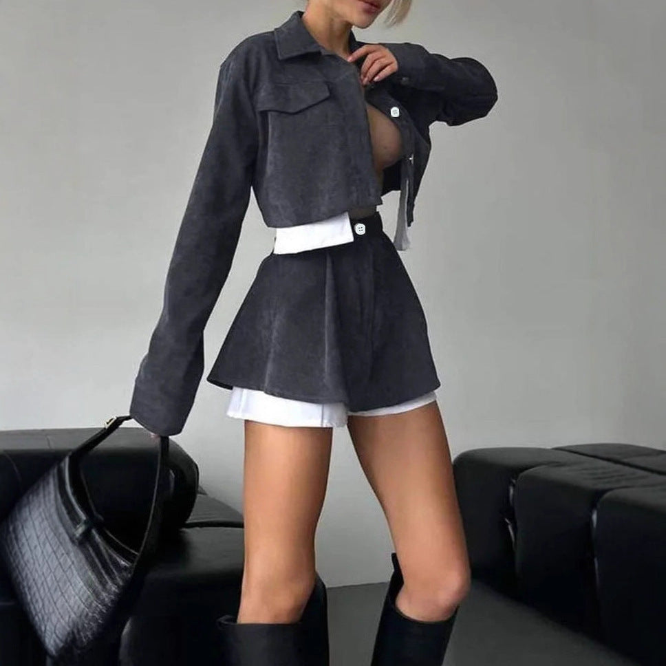 Cardigan Cake Short Skirt Two-piece Women's Clothing