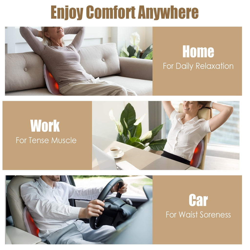 1Pc Shiatsu Back And Waist Massager With Heat Cordless Rechargeable Kneading Lower Back Massage Pillow Portable Lumbar Massager For Home Car Office