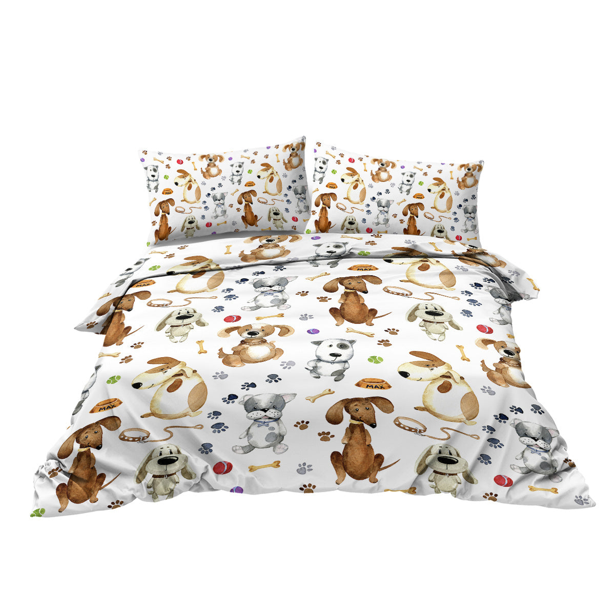Kids' Duvet Cover Sets Animals Pastel Duvet Covers Cartoon Dogs Paws Pattern Bed Sets 3 Pieces 1 Duvet Cover And 2 Pillow Cases Cute Puppy Dogs Bedding For Kids