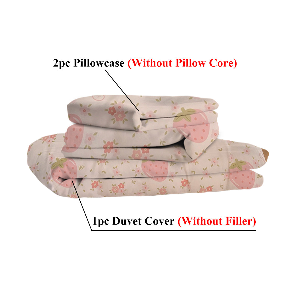 3 Piece Strawberry Duvet Cover Set Strawberry Print Bedding For Home Bedroom Decor Microfiber Quilt Cover Gifts Twin Full Queen King Size