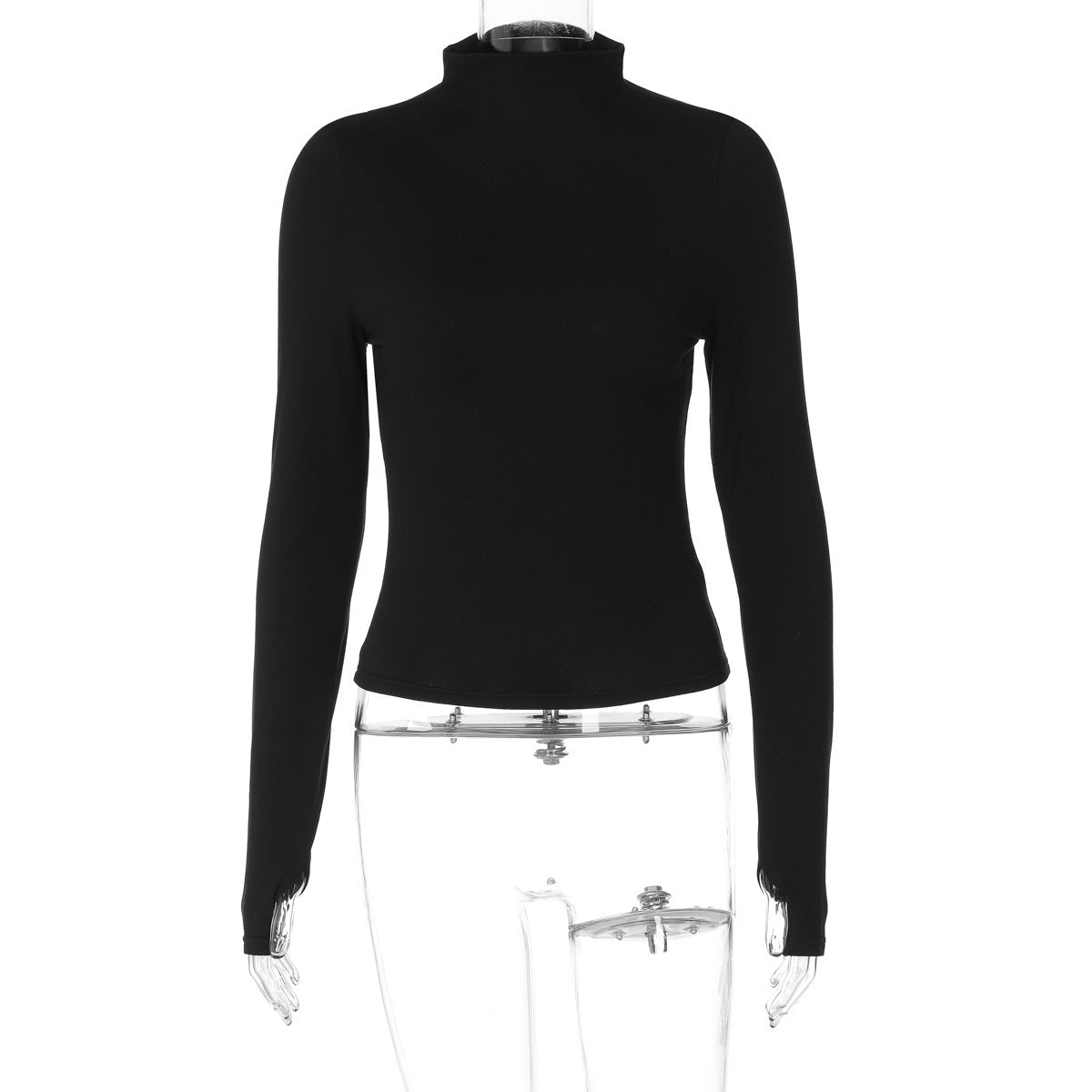 Women's Slim Fit Midriff-baring Long-sleeved Knitted Top