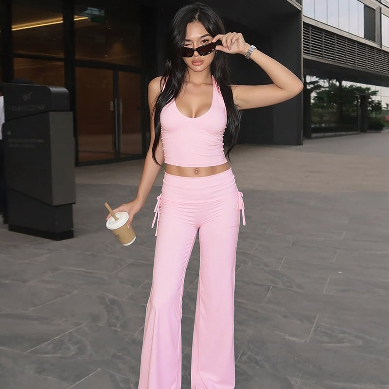 Fashion Casual Vest Slim-fit Solid Color Trousers Suit