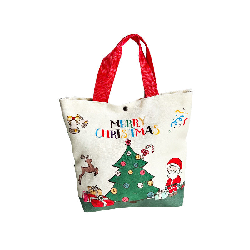 Cartoon Santa Snowman Tote Canvas Bag