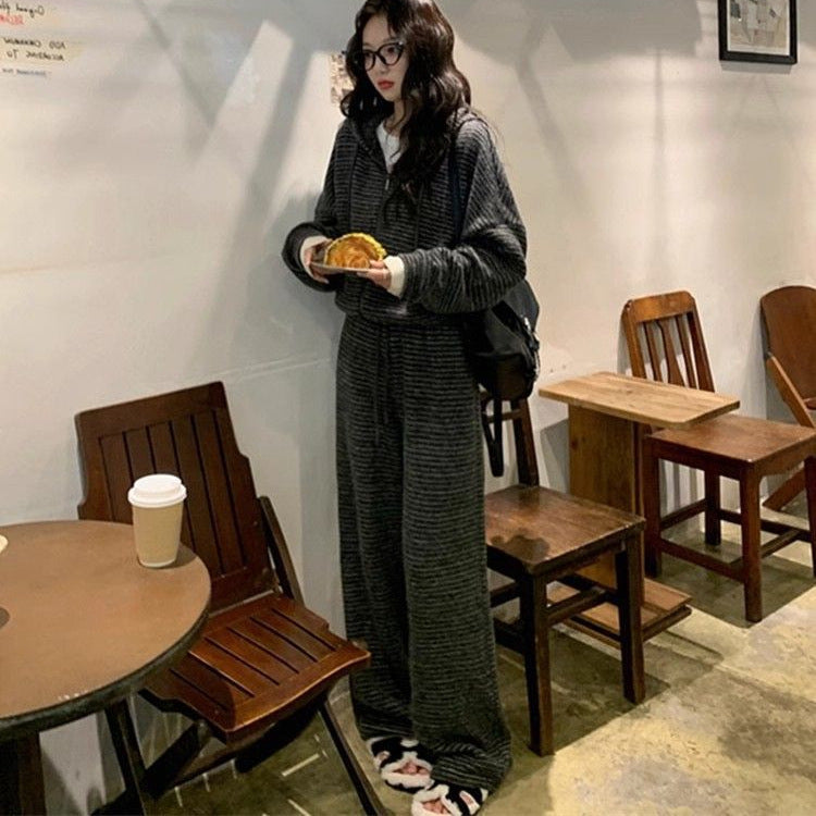 Casual Sweatshirt Wide Leg Pants Two-piece Suit Fashion