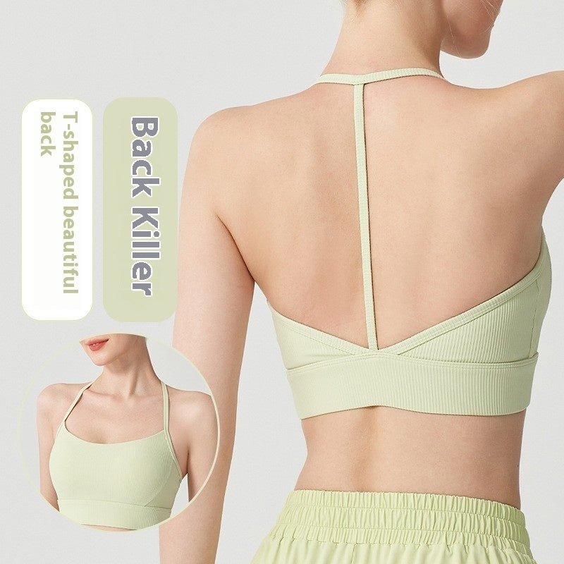 Thin Strap Halter Yoga Shockproof Push Up And Anti-sagging Bra