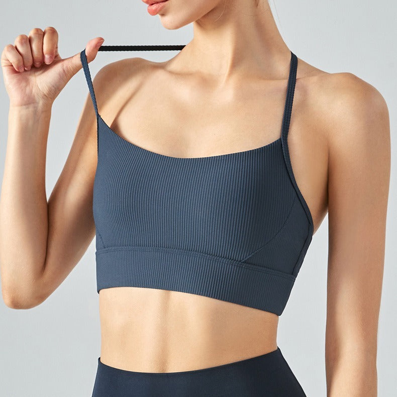 Thin Strap Halter Yoga Shockproof Push Up And Anti-sagging Bra