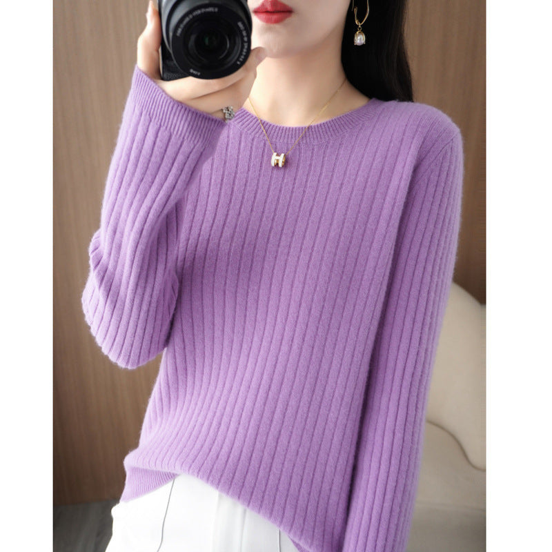 Autumn Women's Knitwear Round Neck Sweater For Women Low Collar Bottoming