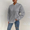 Womens Hoodies Casual Long Sleeve Drawstring Textured Pullover Tops Loose Hooded Sweatshirt