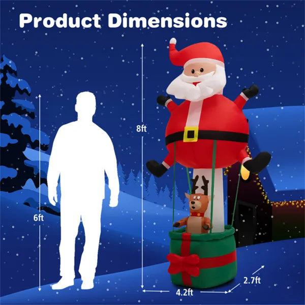 8 Feet Christmas Decorations,Inflatable Santa Claus And Reindeer