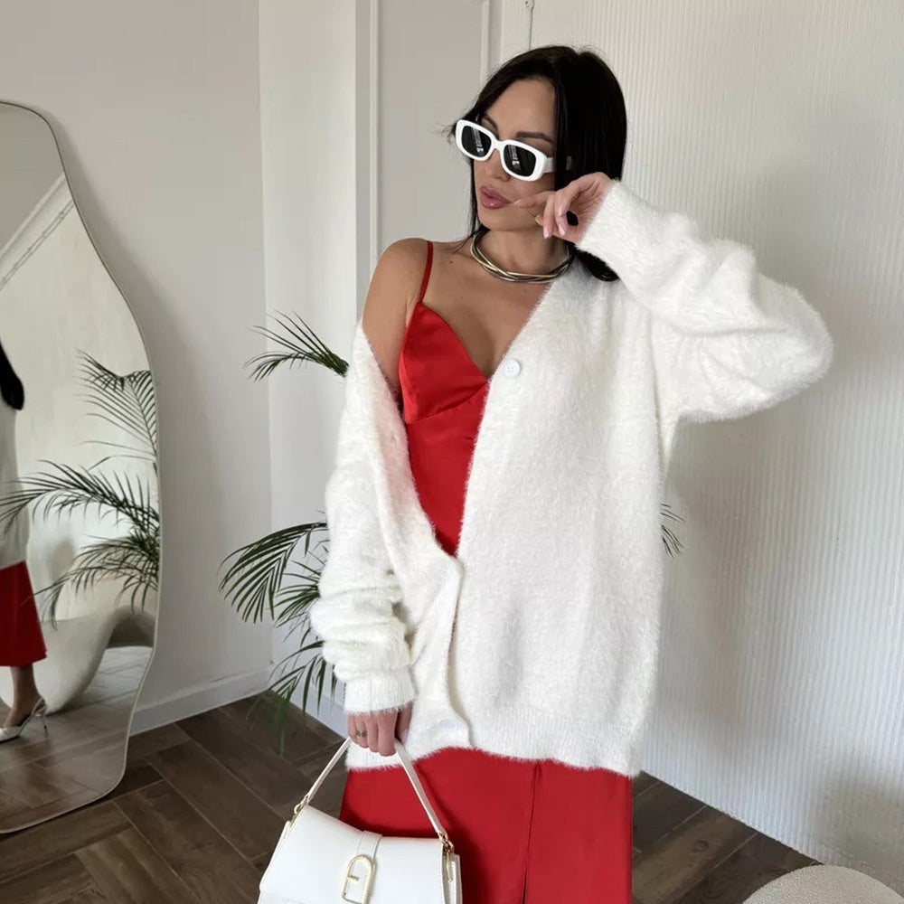 European And American New Loose V-neck Casual Sweater Women