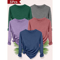 Womens 5 Packs Long Sleeve Crew Neck Shirts Fall Tops Clothes Outfits 2025 Basic Tee