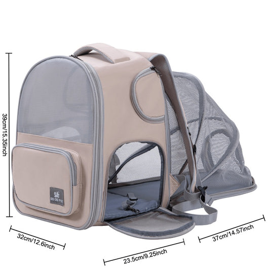 Adventure-Ready, Expandable Pet Carrier Backpack - Large Capacity, Nylon, Zip Closure For Cats & Dogs - Ideal For Outings