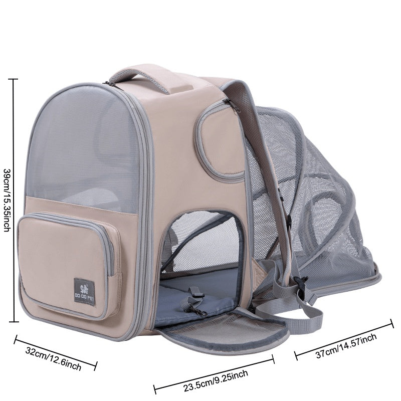 Adventure-Ready, Expandable Pet Carrier Backpack - Large Capacity, Nylon, Zip Closure For Cats & Dogs - Ideal For Outings