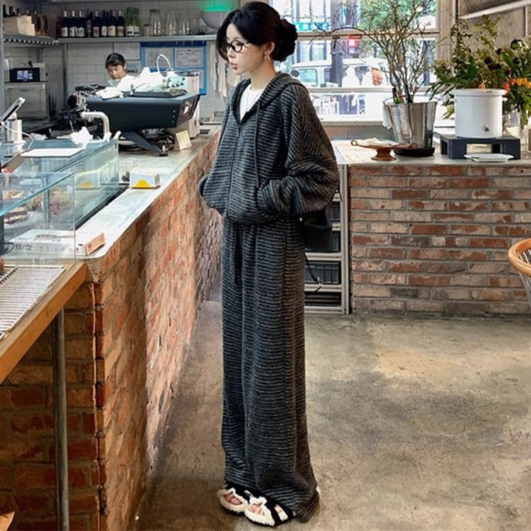 Casual Sweatshirt Wide Leg Pants Two-piece Suit Fashion