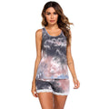 Lace Stitching Tie-dye Sleeveless Pajamas Set