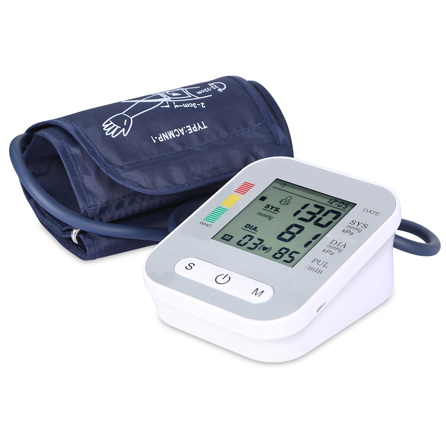 1Pc Digital Arm Blood Pressure Monitor LCD Digital Heart Beat BP Gauge Health Test With Voice