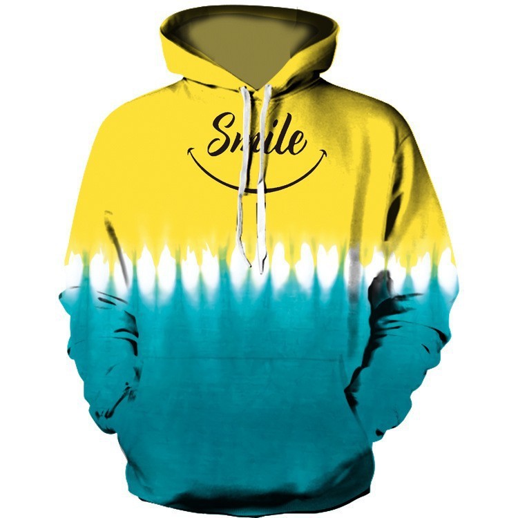 3D Black And White Contrast Color Digital Printing Couple Hooded Sweater