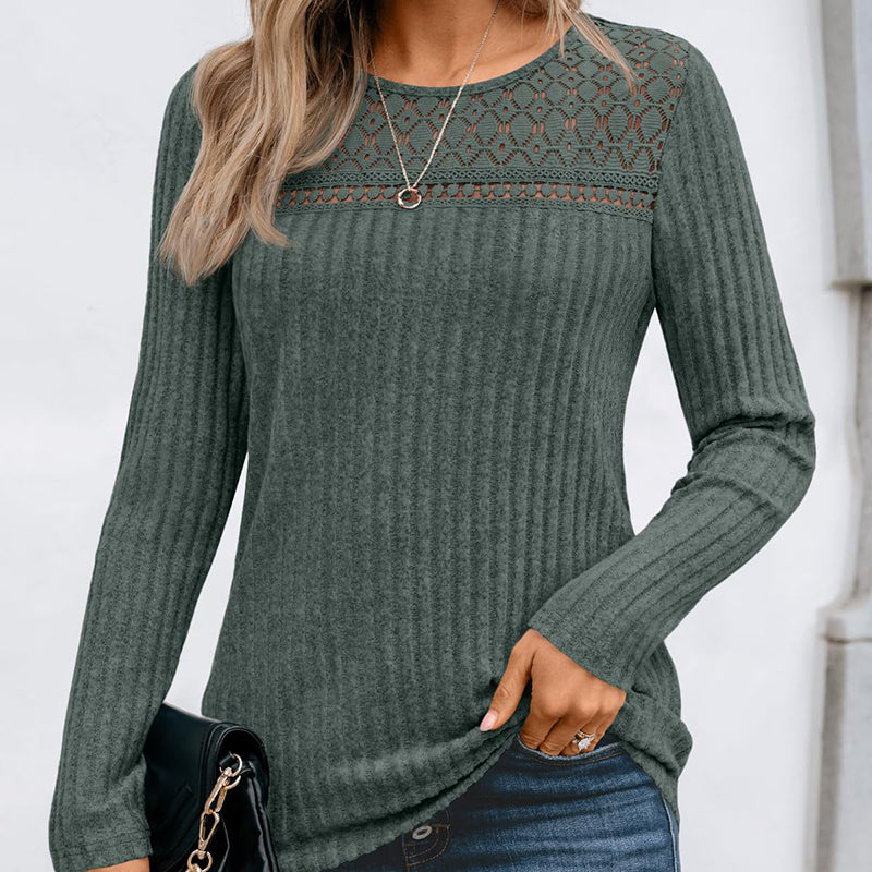 Women's Hollow Out Pullover - Soft Lightweight Long Sleeve Top For 2025 Spring Fall Outfits