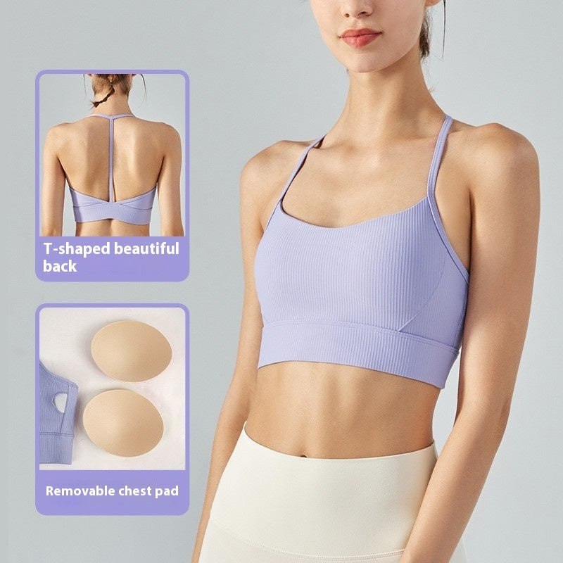 Thin Strap Halter Yoga Shockproof Push Up And Anti-sagging Bra