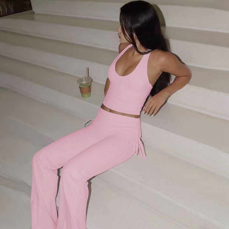 Fashion Casual Vest Slim-fit Solid Color Trousers Suit