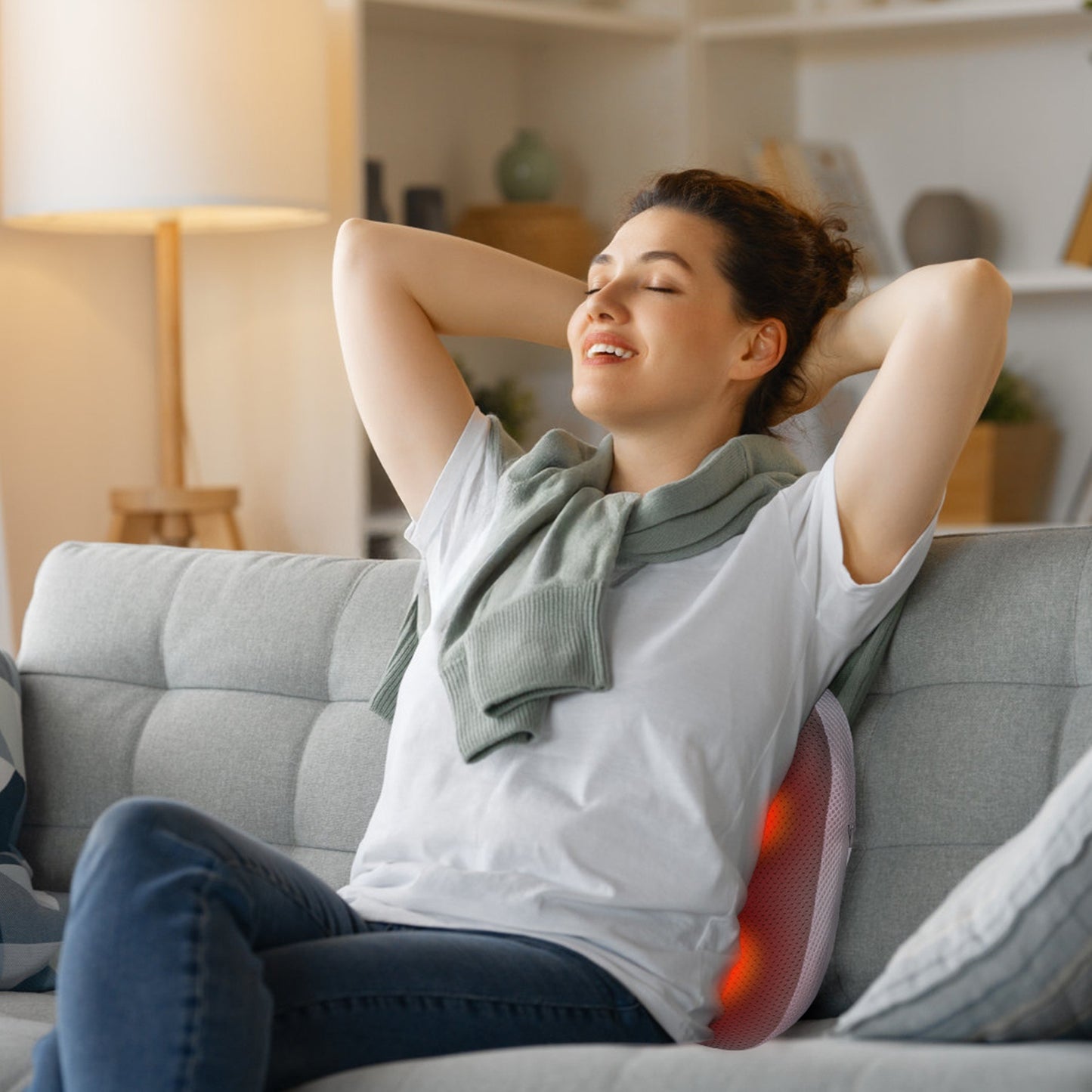 1Pc Shiatsu Back And Waist Massager With Heat Cordless Rechargeable Kneading Lower Back Massage Pillow Portable Lumbar Massager For Home Car Office