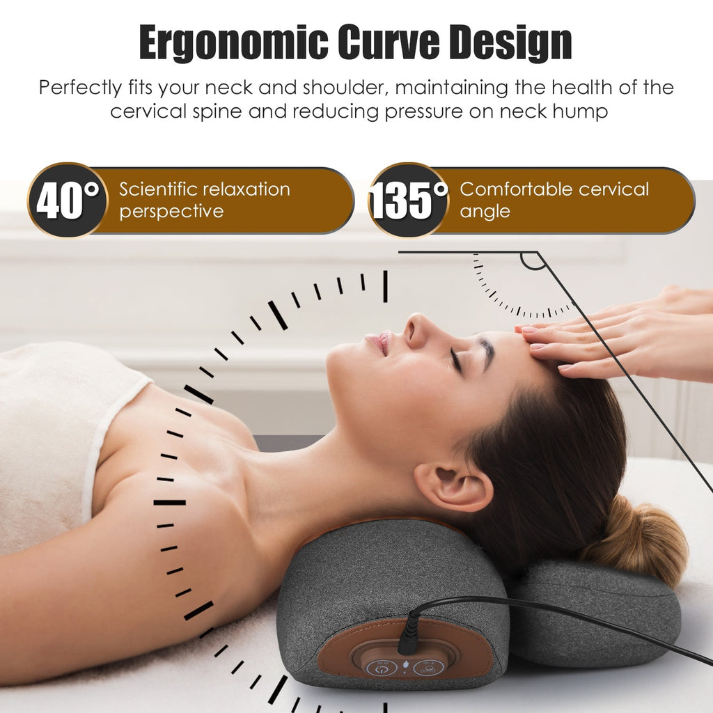 1 Set 3 In 1 Neck Massager Pillow With Vibration Heating Airbag Stretching Memory Foam Fillings Ergonomic Massager With Portable Storage Bag Eye Mask