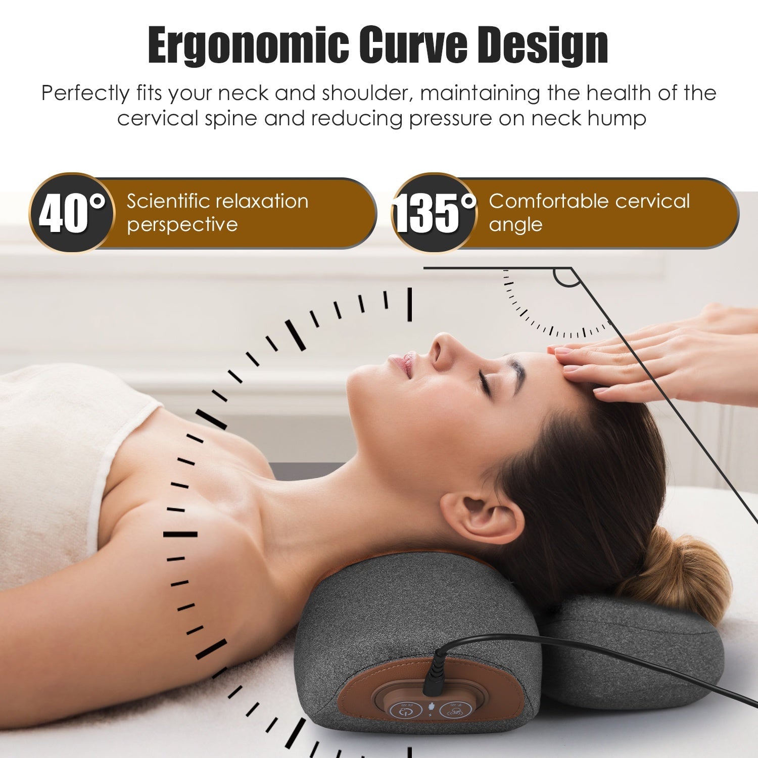 1 Set 3 In 1 Neck Massager Pillow With Vibration Heating Airbag Stretching Memory Foam Fillings Ergonomic Massager With Portable Storage Bag Eye Mask