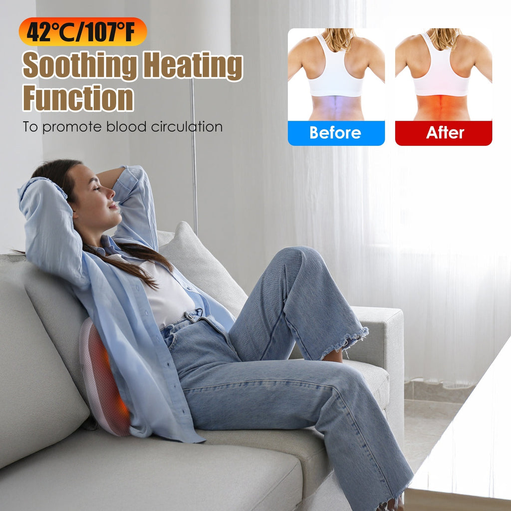 1Pc Shiatsu Back And Waist Massager With Heat Cordless Rechargeable Kneading Lower Back Massage Pillow Portable Lumbar Massager For Home Car Office