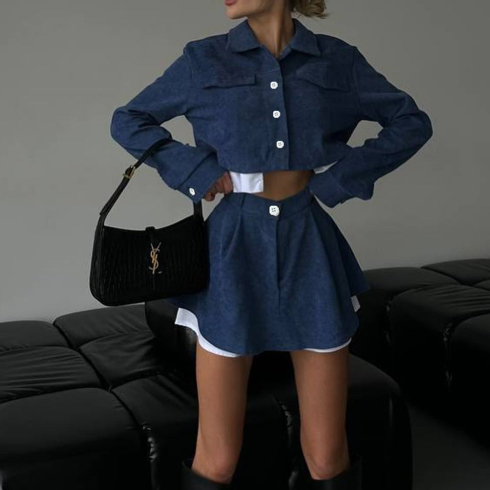 Cardigan Cake Short Skirt Two-piece Women's Clothing