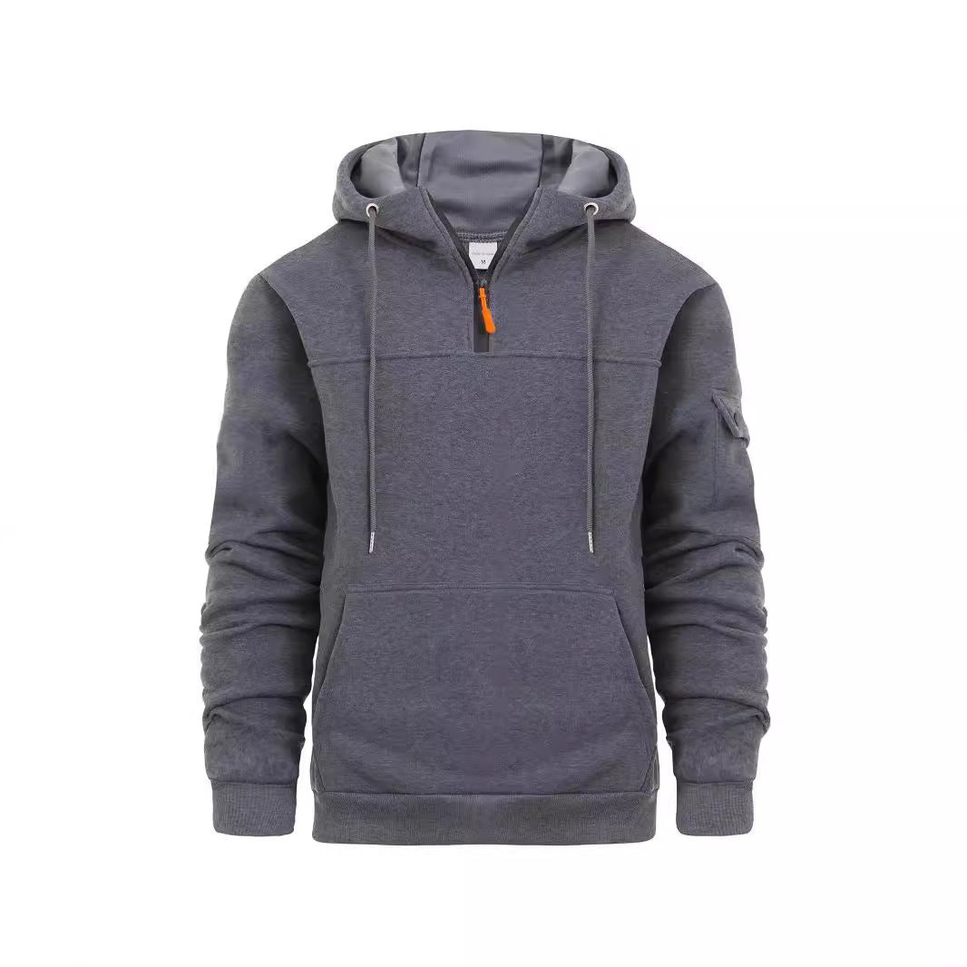 Men's Loose Sweater Half Zipper Hooded Sweatshirt