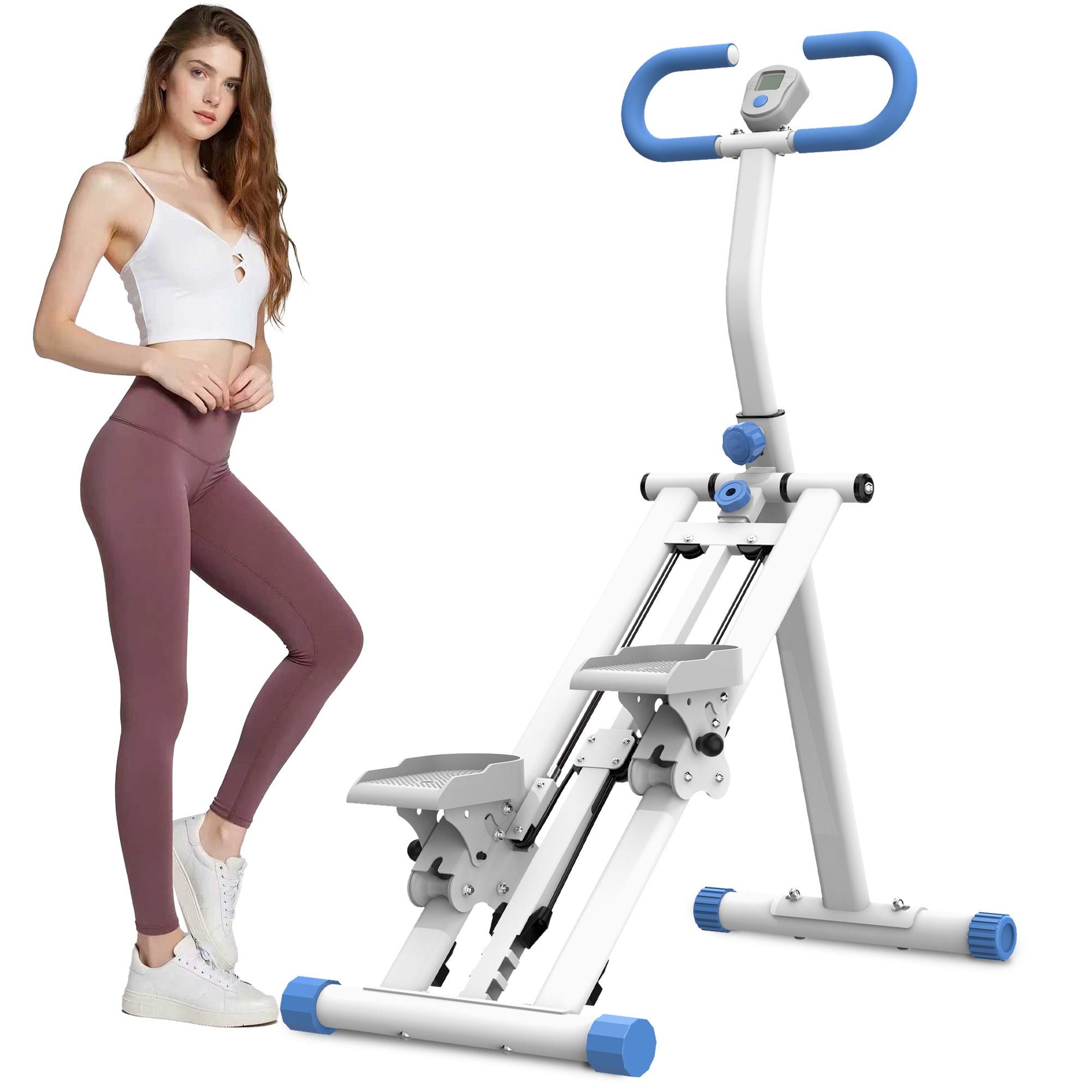 Stair Stepper With Resistance Home-Upgrade Vertical Climber Workout Machine For Full-Body Exercise Climber Fitness Equipment With Stable Frame Adjustable Handlebar-Blue