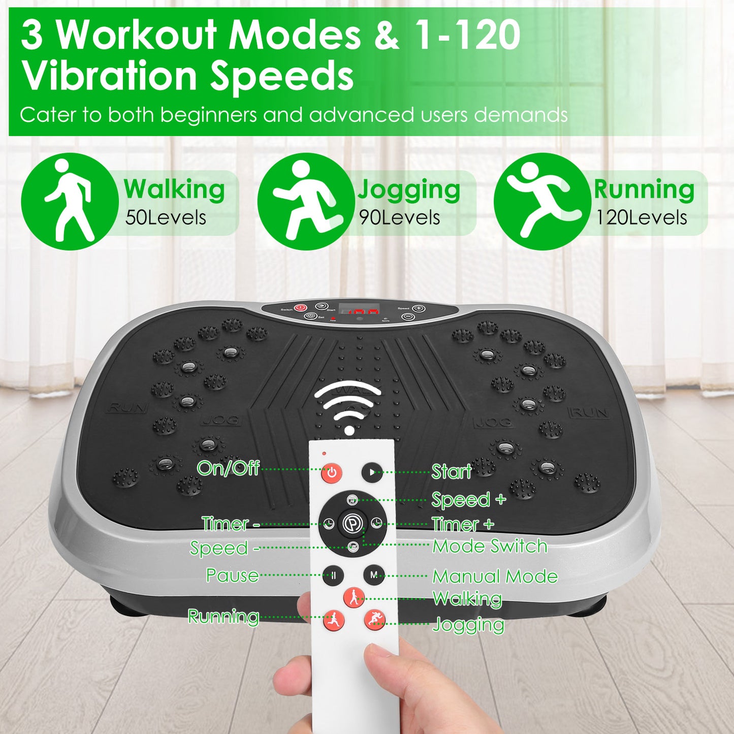 1Pc Vibration Exercise Machine With Resistant Bands Remote Control Whole Body Vibration Platform Workout Equipment Home Fitness Training Equipment For Weight Loss Fat Burner